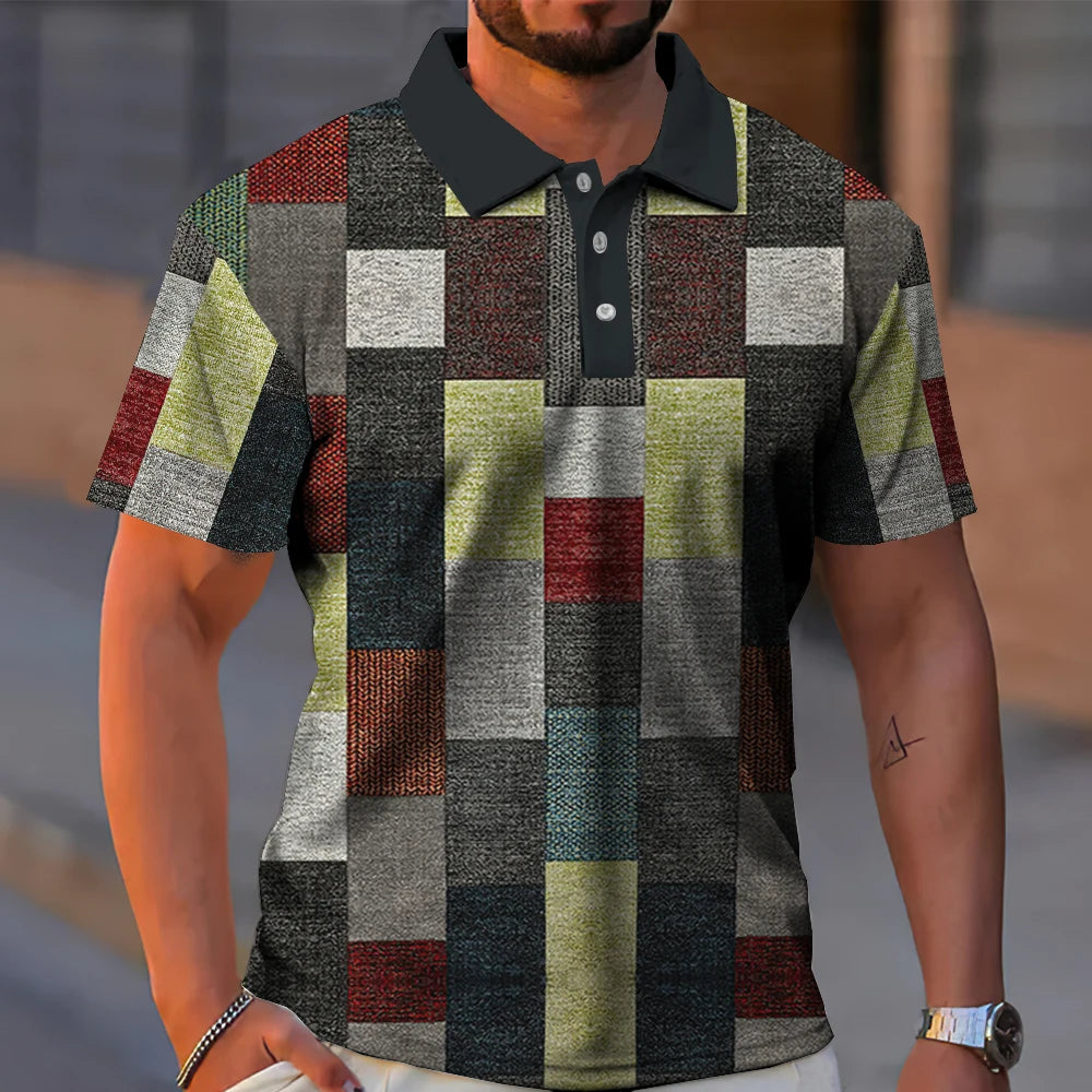 SHORT-SLEEVED POLO SHIRT WITH CHECK PRINT