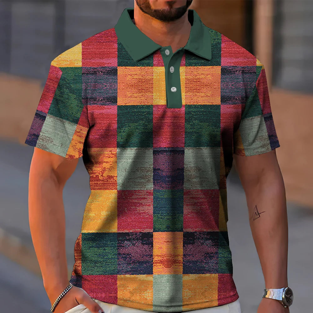 SHORT-SLEEVED POLO SHIRT WITH CHECK PRINT